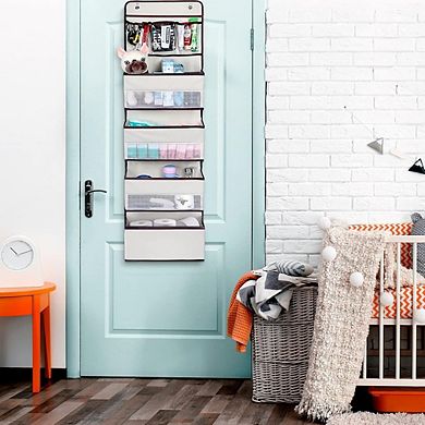 Over Door Hanging Organizer with 4 Large and 3 Small Pockets for Storage set of 2