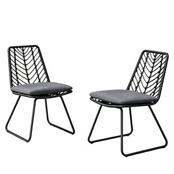 Patio Armchair Set Padded Seat Design Rattan Woven Surface For Exterior Living Space