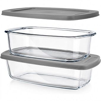 2 pc Glass Loaf Pans with Lids Oven, Microwave & Dishwasher Safe