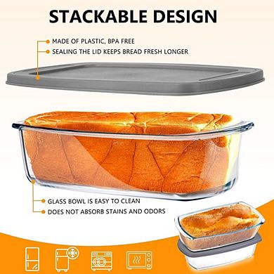 2 Piece Glass Loaf Pans with Lids Oven, Microwave & Dishwasher Safe