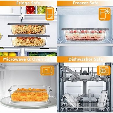 2 Piece Glass Loaf Pans with Lids Oven, Microwave & Dishwasher Safe