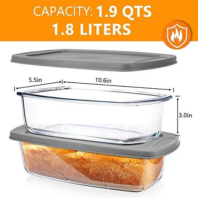 2 Piece Glass Loaf Pans with Lids Oven, Microwave & Dishwasher Safe
