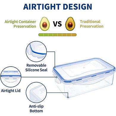 Food Storage Containers Set, Airtight Locking Lids, Leak-Proof BPA-Free Plastic