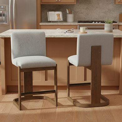 Barstools With Supportive Backrest, Solid Wood Construction For Kitchen Island Area