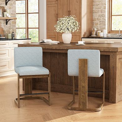 Barstools With Supportive Backrest, Solid Wood Construction For Kitchen Island Area