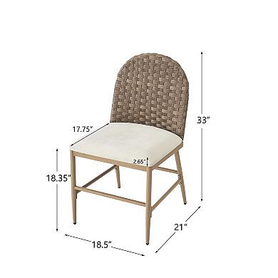 Dining Chairs With Artisan Rattan Backrest, Stable Iron Frame For Kitchen Area