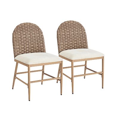 Dining Chairs With Artisan Rattan Backrest, Stable Iron Frame For Kitchen Area