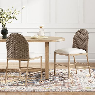 Dining Chairs With Artisan Rattan Backrest, Stable Iron Frame For Kitchen Area