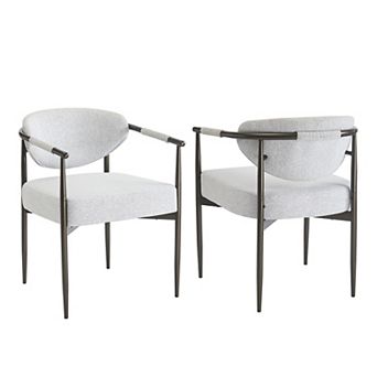 Dining Armchairs With Thick Padded Cushion, Iron Leg Structure For Home Cafe Space
