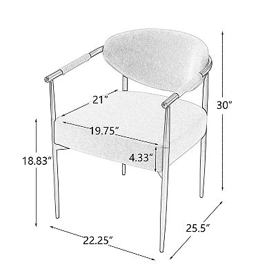 Dining Armchairs With Thick Padded Cushion, Iron Leg Structure For Home Cafe Space