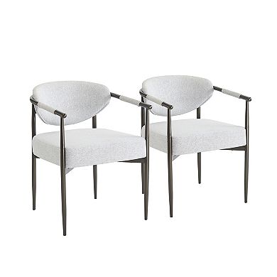Dining Armchairs With Thick Padded Cushion, Iron Leg Structure For Home Cafe Space