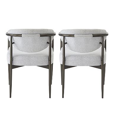 Dining Armchairs With Thick Padded Cushion, Iron Leg Structure For Home Cafe Space