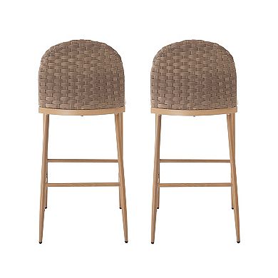 Barstools With Hand-Woven Rattan Back, Soft Padded Seat For Kitchen Island Layout