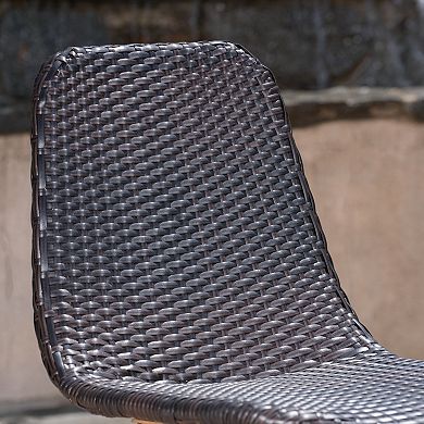 Outdoor Dining Chairs With Wicker Weave, Robust Iron Frame For Backyard And Veranda