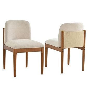 Dining Chairs With Curved Backrest, Solid Wood Frame And Brass Accents For Home Bar