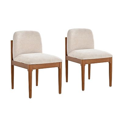 Dining Chairs With Curved Backrest, Solid Wood Frame And Brass Accents For Home Bar