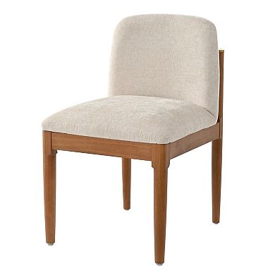 Dining Chairs With Curved Backrest, Solid Wood Frame And Brass Accents For Home Bar