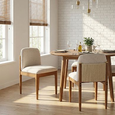 Dining Chairs With Curved Backrest, Solid Wood Frame And Brass Accents For Home Bar