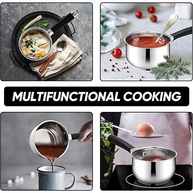 Tri-Ply Stainless Steel Saucepan with Lid, Stay-Cool Handle, Dishwasher Safe