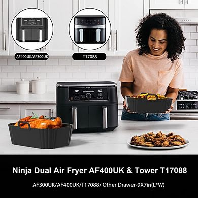 2 Pack Silicone Air Fryer Liners Reusable & Food-Grade