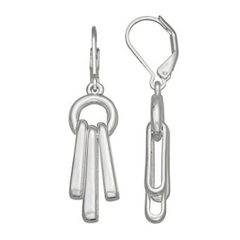 Napier Silver Tone Double Drop Earrings
