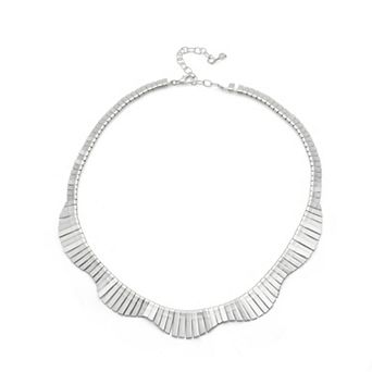 Napier Silver Tone 16-Inch Textured Frontal Necklace