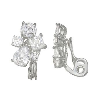 Napier Silver Tone Crystal Cubic Zirconia Stone Stud Earrings