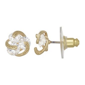 Napier Gold Tone Cubic Zirconia Twisted Stud Earrings