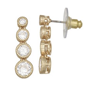 Napier Gold Tone Cubic Zirconia Linear Earrings