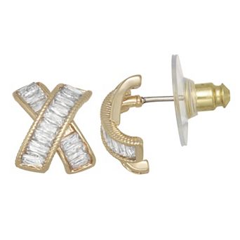 Napier Gold Tone Cubic Zirconia X Stud Earrings