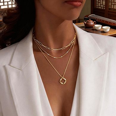 Kaelin Home Womens Layered 14K Plated Stackable Pendant Necklace Set