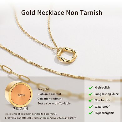 Kaelin Home Womens Layered 14K Plated Stackable Pendant Necklace Set