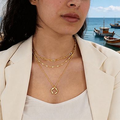 Kaelin Home Womens Layered 14K Plated Stackable Pendant Necklace Set