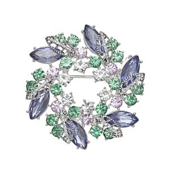 Napier Silver Tone Elevated Wreath Stone Pin