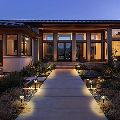 C Cattleya 6-Pack 14.5-Inch Black Solar Outdoor Path Light, 3000K Warm White LED Landscape Lights