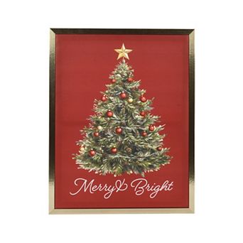 Merry and Bright Framed Christmas Tree Wall Art