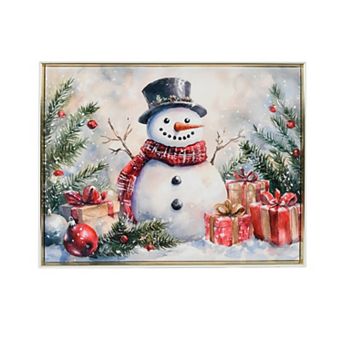Snowman & Presents Canvas Wall Art