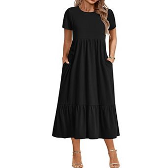 Zeagoo Women' Short Sleeve Plus Size Maxi Dress with Pockets Loose Casual Summer Dresses