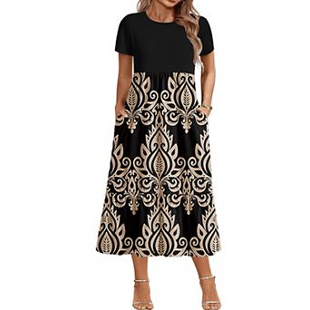 Zeagoo Women' Short Sleeve Plus Size Maxi Dress with Pockets Loose Casual Summer Dresses