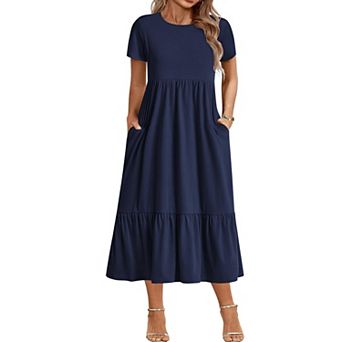 Zeagoo Women' Short Sleeve Plus Size Maxi Dress with Pockets Loose Casual Summer Dresses