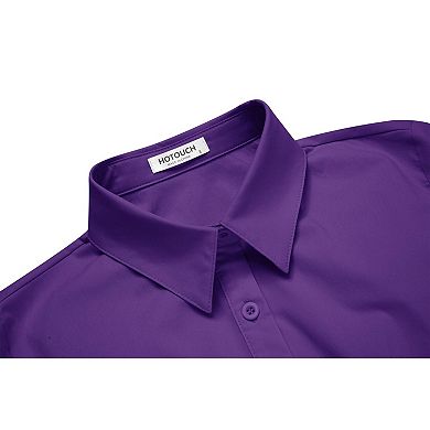 Zeagoo Cotton Button Down Shirt Women 3/4 Sleeve Stretch Button Up Shirts Collared Fitted Blouse