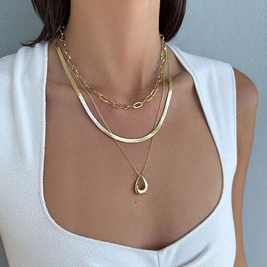 Adornia Tarnish Resistant 18k Gold Flash Plated 3-Piece Necklace Set