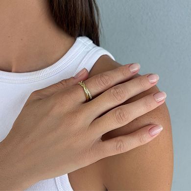 Adornia 14k Gold Flash Plated Cubic Zirconia Crossed Bands Ring