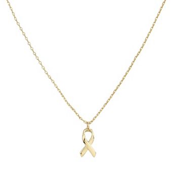 Adornia 14k Gold Flash Plated Hope Ribbon Survivor Pendant Necklace