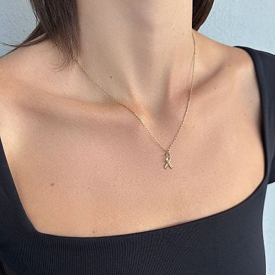 Adornia 14k Gold Flash Plated Hope Ribbon Survivor Pendant Necklace