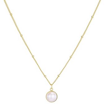 Adornia 14k Gold Flash Plated Freshwater Cultured Pearl Button Pendant Necklace