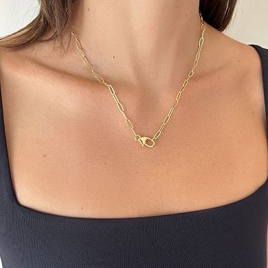Adornia 14k Gold Flash Plated Heart Lock Paperclip Chain Necklace