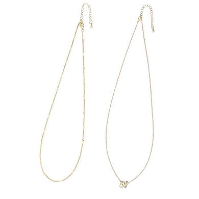 Adornia 14k Gold Flash Plated 2-Piece Necklace Set