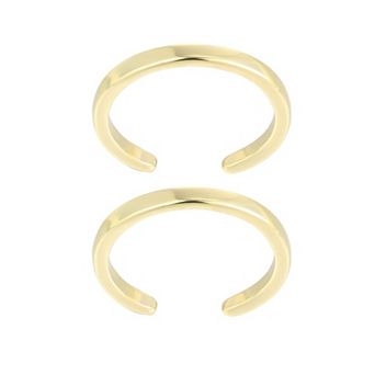 Adornia 14k Gold Flash Plated 2 pc Adjustable Toe Ring Band Set