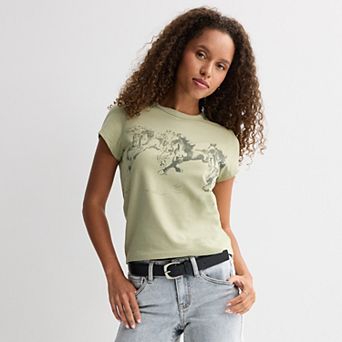 Juniors' Western Design Short Sleeve Baby Graphic Tee